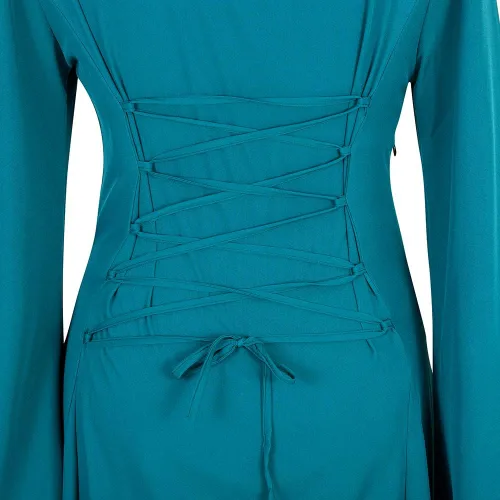 Vista 5 de Zhitunemi Vestido renacentista para mujer, disfraz medieval de Halloween, vestido gótico