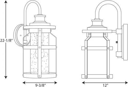 Vista 6 de Progress Lighting Haslett Collection - Farol de pared grande con 1 luz de cristal transparente con textura de color negro Farmhouse outdoor