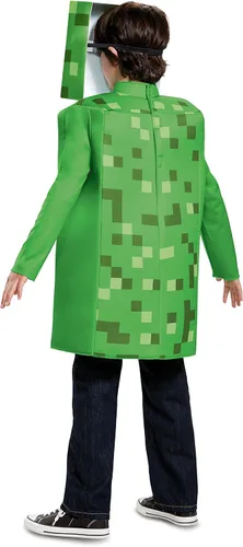 Vista 5 de Disfraz clásico de Creeper de Minecraft, M (7-8), Verde