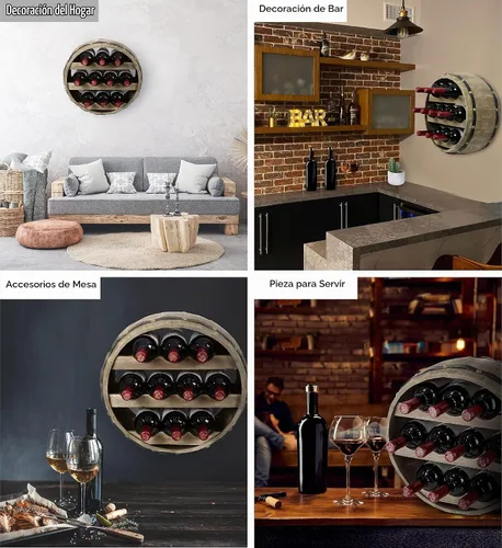 Vista 3 de CoTa Global - Botellero decorativo industrial de madera, 10 botellas