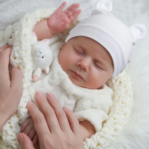 Vista 3 de DRESHOW BQUBO - Paquete de 6 gorros de bebé para niños y niñas, unisex, gorro de punto suave, gorro de guardería para recién nacidos, niños pequeños