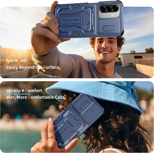 Vista 4 de Funda para Galaxy A16 5G, con funda protectora de cámara y soporte, funda de teléfono de doble capa que absorbe los golpes compatible con Samsung