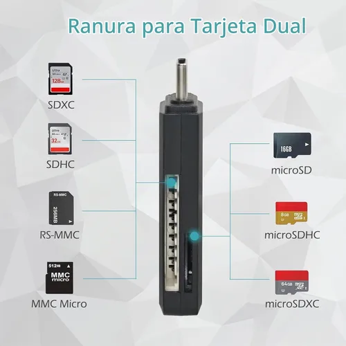 Vista 3 de Lector de tarjetas micro SD, lector de tarjetas de memoria USB C 2 en 1 de 5 Gbps para cámara digital, visor de tarjetas SD con doble ranura
