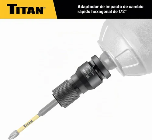 Vista 5 de Titan 12039 Adaptador de cambio rápido de 1/2" de accionamiento a 1/4" hexagonal