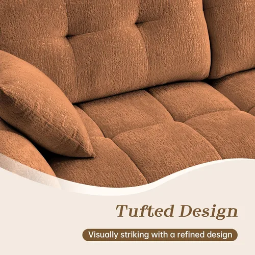 Vista 7 de Leyu&Hafort Sofá modular seccional, sofá modular Cloud con asiento profundo, moderno sofá modular con otomana móvil, sofá de felpilla con almohadas