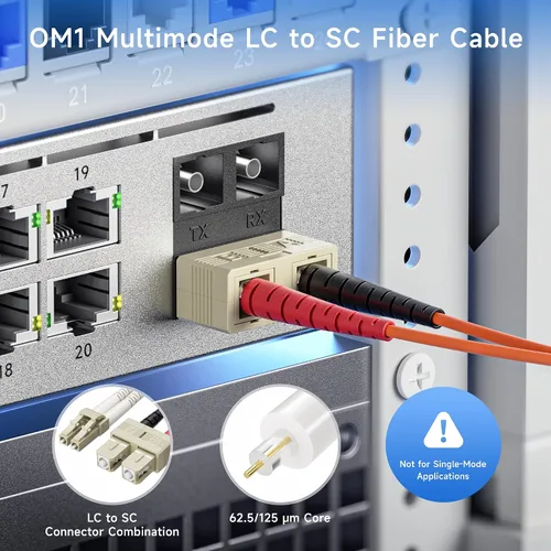 Vista 2 de Cable Matters OFNP - Cable de fibra óptica Plenum multimodo dúplex OM1 de 3.3 pies