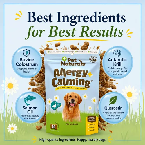 Vista 4 de Pet Naturals Allergy Plus Suplemento calmante para perros, masticable suave, sabor a pato, 60