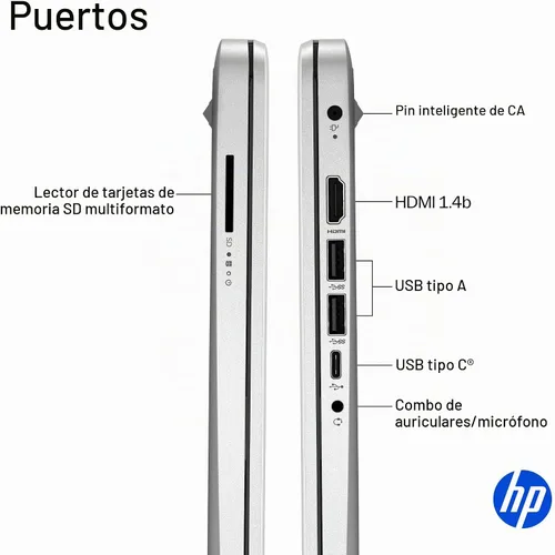 Vista 6 de HP Laptop Essential 2026, procesador Intel, almacenamiento de 128 GB Plateado natural
