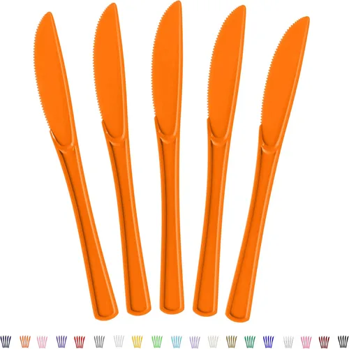 Vista 12 de Party Solids Cuchillos de plástico negro, 100 piezas, tenedores negros, utensilios desechables, juego de cubiertos de plástico resistente