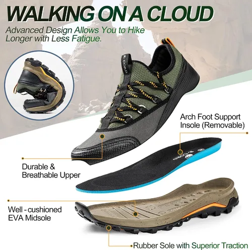 Vista 2 de R CORD Hiking Shoes for Men Low Top Waterproof Mens Hiking Shoes Trekking Trails Outdoor Backpacking Mountaineering Shoes