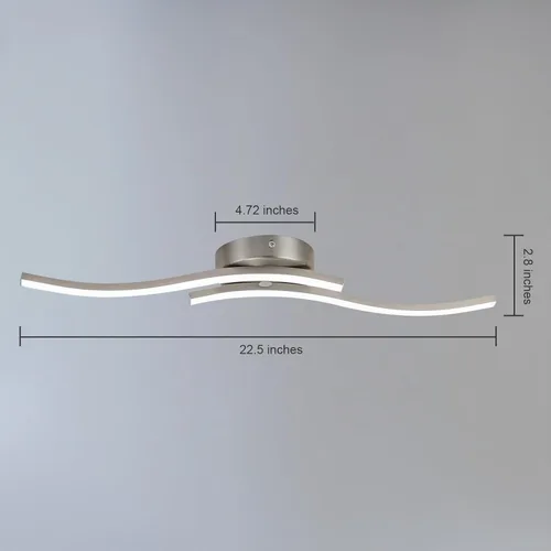 Vista 7 de EDISLIVE Moderna lámpara de techo LED regulable curva, 2 luces de 22.5 pulgadas, lámpara de techo minimalista LED empotrada para dormitorio