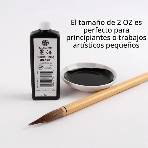 Vista 5 de Yasutomo Bokuju Tinta líquida – Tinta Sumi de 2 oz para caligrafía y obras de arte – Tinta de dibujo negra para uso con pinceles de tinta japoneses