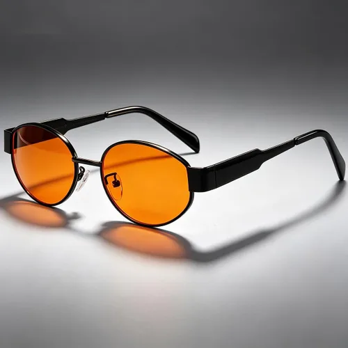Vista 11 de Lentes de sol ovalados retro para mujeres y hombres, lentes de sol ovalados de metal de los años 90, tonos vintage