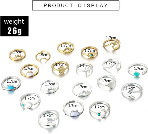 Vista 3 de Anillos de nudillos para chicas adolescentes anillos apilables para mujeres juego de anillos midi apilables anillos de estética vintage para mujeres