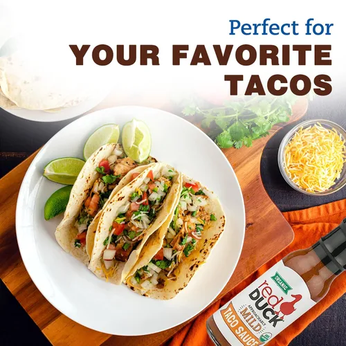 Vista 3 de Red Duck Paquete variado de condimentos orgánicos: salsa suave para tacos, salsa de tomate original y salsa BBQ de madera de manzano (paquete de 3)