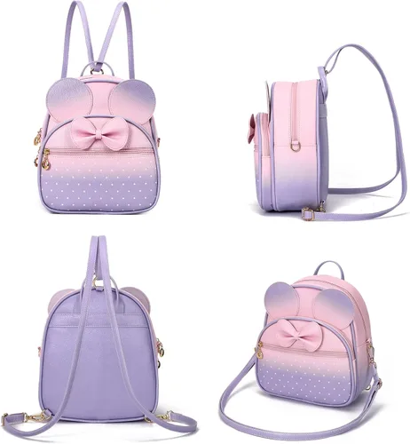 Vista 5 de KL928 - Mochila mini con diseño de lunares y moño para niñas, convertible a bandolera y bolso para mujeres, Pequeño, Casual