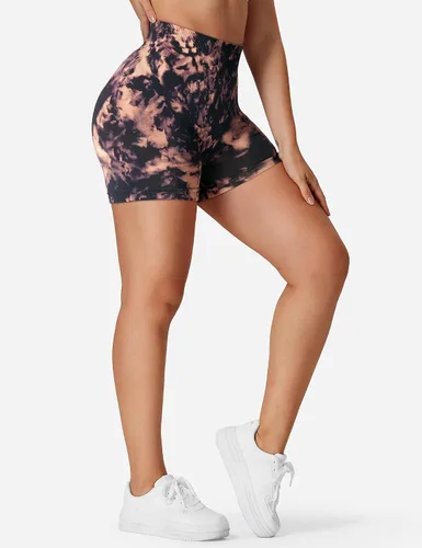 Vista 4 de YEOREO Pantalones cortos de entrenamiento Scrunch con levantamiento de glúteos, pantalones cortos de Jada con teñido anudado, sin costuras