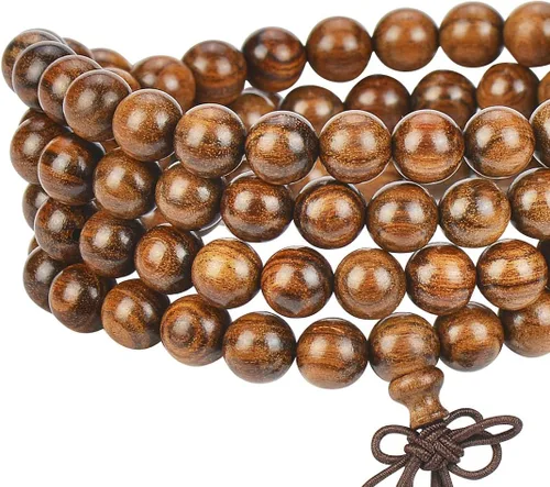 Vista 60 de Mala Beads Pulsera 108 0.315 in Meditación Sándalo Elástico..