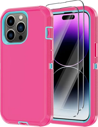 Vista 8 de Funda para iPhone 14 Pro Max con 2 protectores de pantalla, resistente de servicio pesado a prueba de golpes, protección contra caídas, resistente