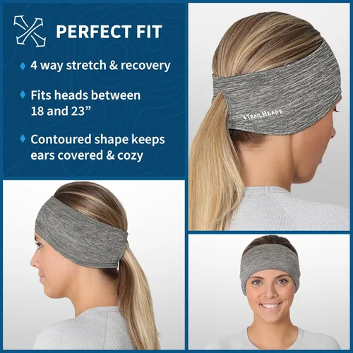Vista 5 de TrailHeads - Diadema para mujer, diseño de cola de caballo, con banda para la oreja que absorbe la humedad, ideal para correr