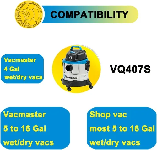 Vista 2 de SpaceTent Paquete de 3 filtros de espuma VFF51 para aspiradoras Vacmaster de 5 a 16 galones, se adaptan a la mayoría de aspiradoras Shop-Vac de 5 a