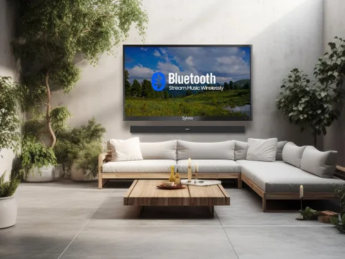 Vista 8 de SYLVOX Barra de sonido para exteriores, IP65 impermeable de 60 vatios con HDMI, óptica, AUX, conexión USB y Bluetooth, 38 pulgadas, montable