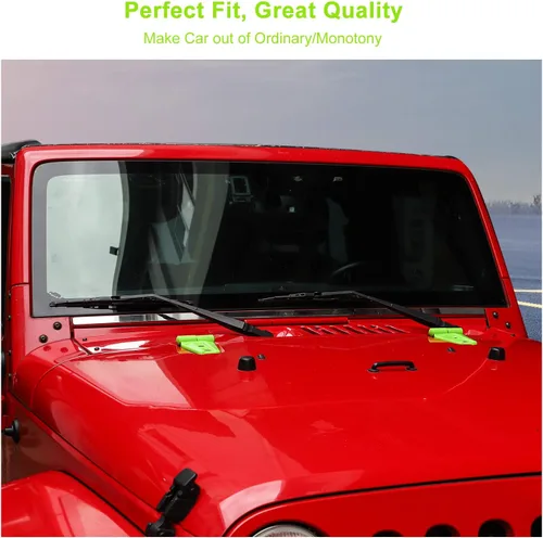 Vista 5 de Kit de moldura de cubierta de bisagra de capó 2 piezas para Jeep Wrangler JK JKU 2007-2018 (verde)
