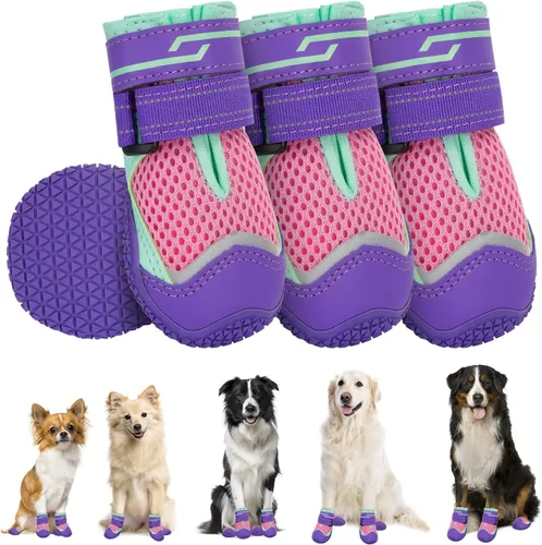 Vista 26 de SlowTon Zapatos para Perros para Perros Grandes, Pequeños y Medianos - Botas Transpirables para Perros para Pavimento Caliente de Verano, Protector