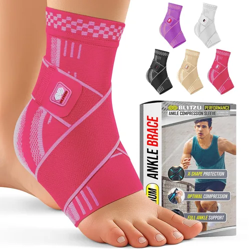 Vista 11 de BLITZU Tobillera para mujeres, hombres, alivio de la fascitis plantar, tendinitis de Aquiles, soporte para esguince de pie, manga de compresión
