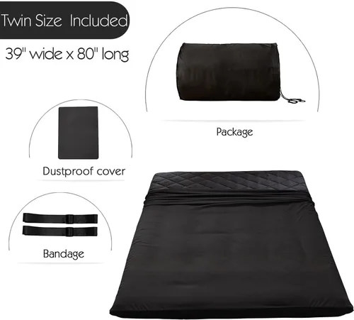 Vista 3 de MAXYOYO Colchón de suelo tipo futón japonés, cubrecolchón extra grueso para cama individual, enrollable, plegable, esterilla única, patrón de Negro