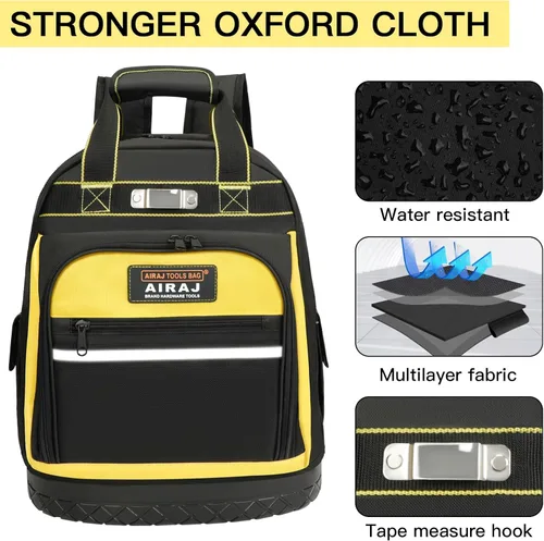 Vista 5 de Mochila AIRAJ PRO para herramientas, mochila de 17" de alto rendimiento con base moldeada impermeable, mochila resistente multiuso