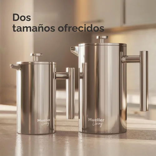 Vista 9 de Prensa francesa de doble pared, de acero inoxidable, con acabado de espejo (34 oz) 20% más resistente para café/té: Sistema multipantalla 100% sin