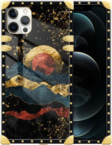 Vista 10 de DAIZAG Funda compatible con iPhone 15, funda de regalo dorada a prueba de golpes, ángeles bajo la luz de la luna rosa
