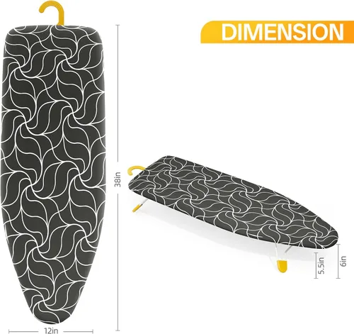 Vista 8 de Tabla de planchar pequeña de 12 x 38 pulgadas, tabla de planchar pequeña con base de metal de malla, mini tablas de planchar de mesa que ahorran