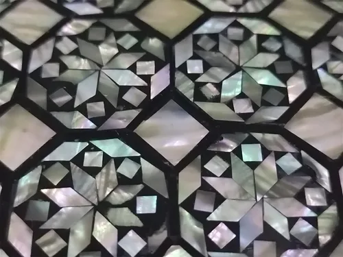 Vista 4 de Joyero de madera con incrustaciones de madre perla egipcia, hecho a mano (8 x 5.2 x 2.4 pulgadas M03)