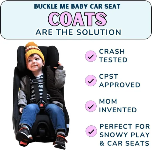Vista 5 de Buckle Me Baby Coats Chaqueta de invierno de asiento de coche más seguro de cierre rápido para niño o niña, como se ve en Shark Tank