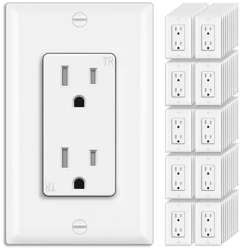 Vista 14 de BESTTEN Toma de corriente decorativa resistente a manipulaciones de 15 amperios, uso residencial y comercial, placa de pared incluida