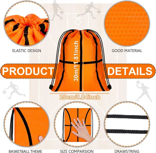 Vista 2 de 12 bolsas pequeñas deportivas con cordón para dulces para fiesta deporte con cordón para regalo regalos como se ve en las fotos Estilo de baloncesto