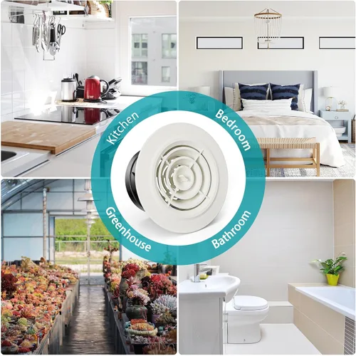 Vista 8 de Rejilla de Ventilación Redonda de 4 Pulgadas, HG Power Cubierta de Ventilación Ajustable de ABS, Rejilla de Lamas Blanca Apta para Baño, Oficina