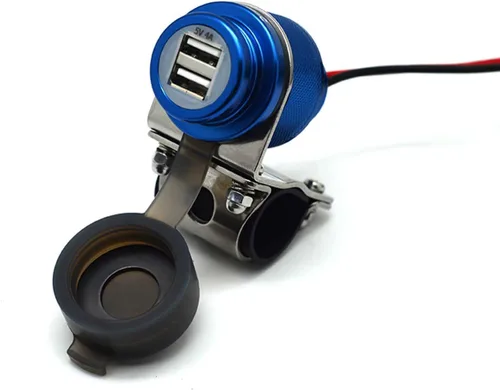 Vista 12 de Cliff Top Cargador USB para motocicleta, impermeable, doble puerto USB 4A, 20 W, aluminio, con interruptor de alimentación magnético, resistente