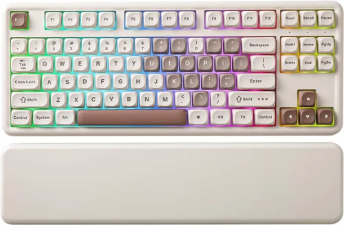 Vista 12 de YUNZII B87 Wireless Mechanical Keyboard,QMK/VIA Programmable,TKL Layout 87 Keys,BT/2.4G/USB-C,Hot Swap Gasket Mount RGB Backlit Gaming with Wrist