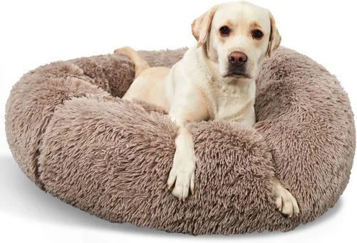 Vista 9 de ANWA - Cama redonda para perro mediano, lavable, cama tipo dona para perro grande, cómoda, acogedora y relajante