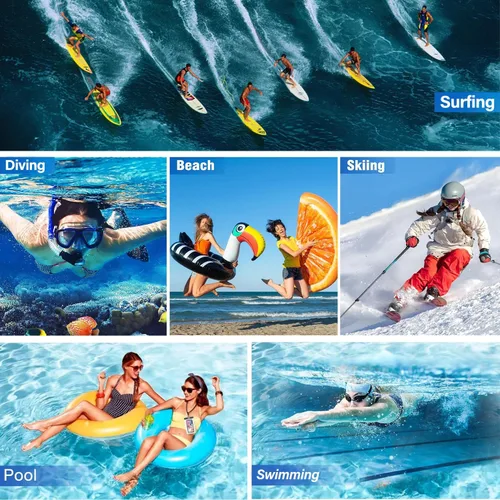 Vista 7 de Funda impermeable compatible con iPhone 14 Pro Max/13/12/11/XR/X/SE/8/7, Galaxy S22/S21 Google hasta 7.5 pulgadas IPX8 Dry Bag Vacation Essentials