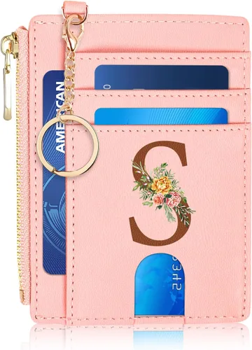 Vista 11 de Tarjetero para mujer minimalista y delgado con bolsillo frontal, bloqueo RFID, cartera compacta con ventana para identificación y bolsillo