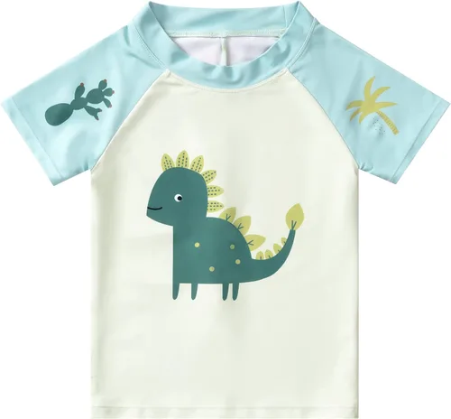 Vista 2 de Conjunto de traje de baño de 3 piezas para niños pequeños y bebés, protector de erupción, gorro y traje de baño con protección solar UPF 50+