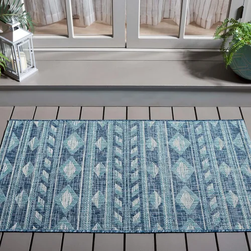 Vista 15 de SAFAVIEH Courtyard Collection CY8529 - Alfombra de pasillo de 2 pies 3 pulgadas x 6 pies 7 pulgadas, color azul marino y aguamarina CY8529