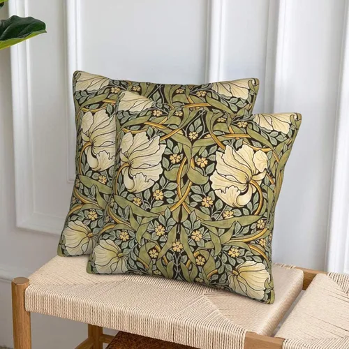 Vista 5 de Juego de 2 fundas de almohada de William Pimpernel Morris de 18 x 18 pulgadas, almohada estética para dormitorio, funda decorativa de terciopelo