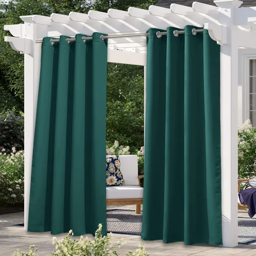 Vista 74 de NICETOWN Cortina para Exteriores para Patio Impermeable de 84 Pulgadas de Ancho, Aislamiento Térmico con Ojales Antioxidantes Bloqueo UV Cortina