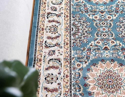 Vista 5 de Unique Loom Narenj Collection - Alfombra clásica con diseño de patrón texturizado tradicional, rectangular, 3 x 5 pies y 1 pulgada, azul/beige
