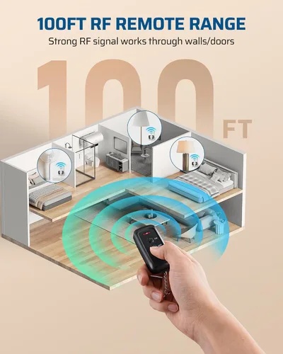Vista 4 de DEWENWILS Toma de corriente con control remoto para interiores, interruptor de luz remoto inalámbrico para luces de Navidad, interruptor de toma